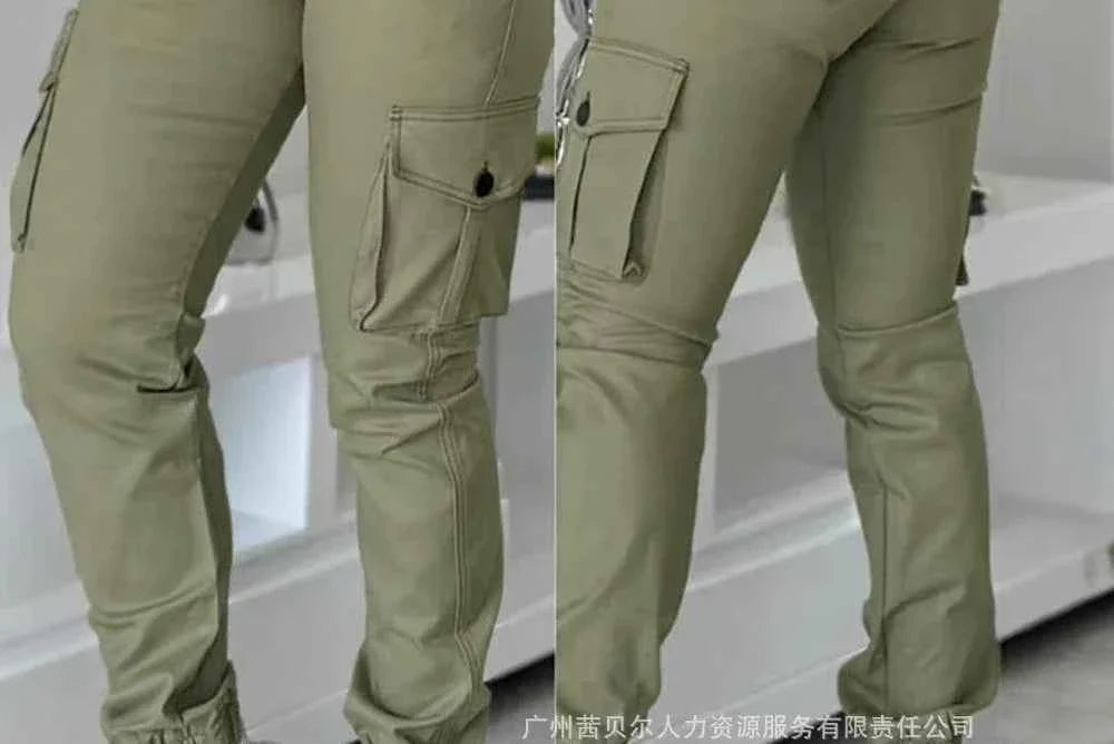 Women's High Waist Slim Cargo Pants