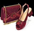 Elegant Women's Peep-Toe Heels and Matching Bag Set EDS41