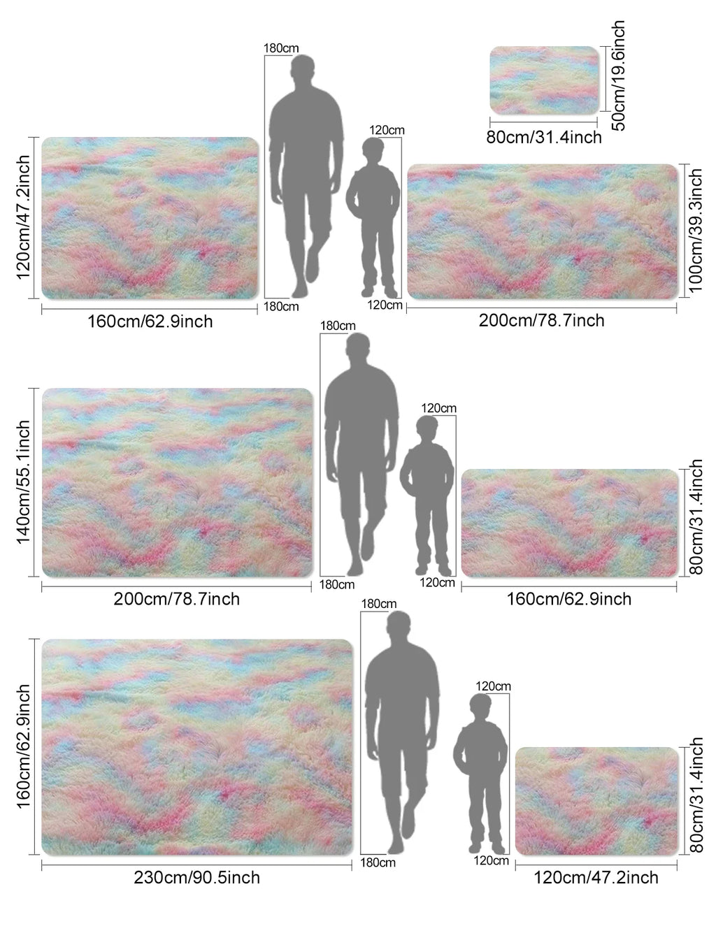 Kids Carpet Girl Rainbow Colors Carpets For Living Room Large Push Soft Bedroom Rugs Bedside Children's Room Floor Cute Mats