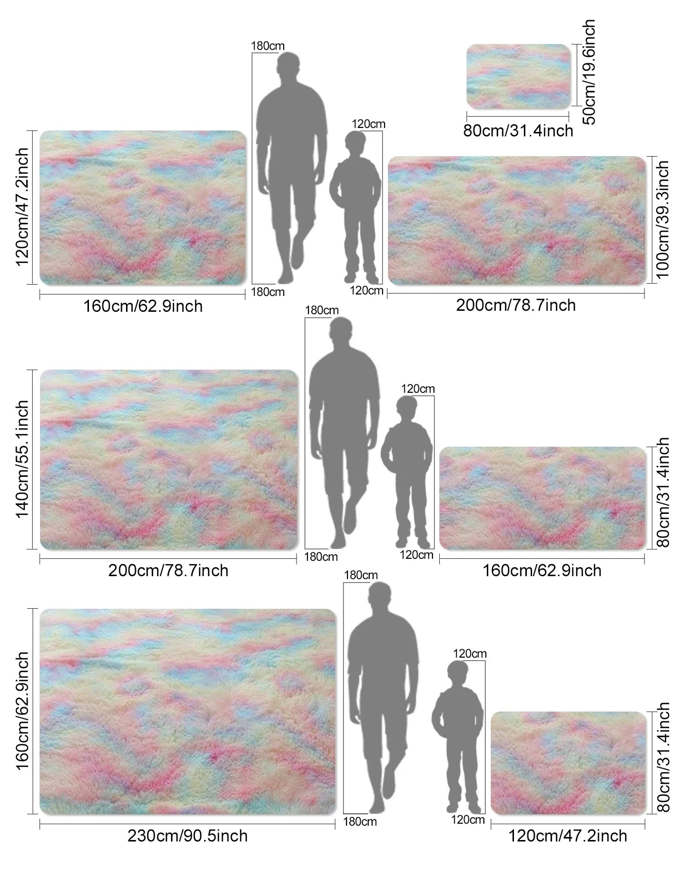 Kids Carpet Girl Rainbow Colors Carpets For Living Room Large Push Soft Bedroom Rugs Bedside Children's Room Floor Cute Mats