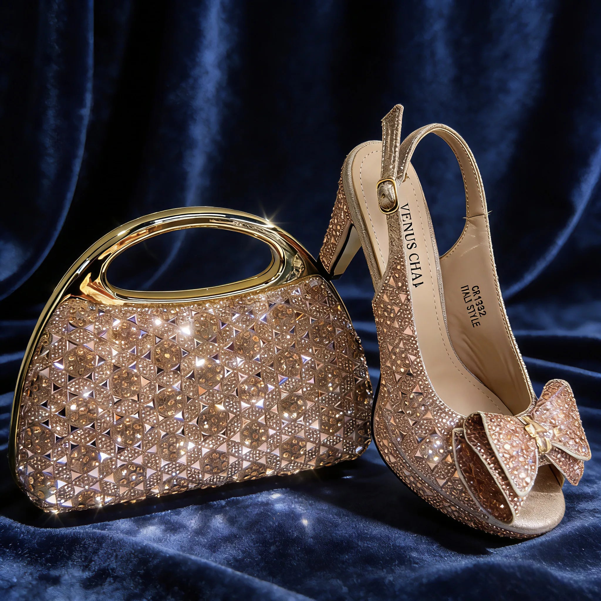 Latest Peep-Toe High Heel and Bag Set EDS40