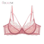 Logirlve Wholesale 3PCS Sexy Underwear Woman Lace Bras Hollow out Ultrathin Bra Women's lingerie Big Size Bra