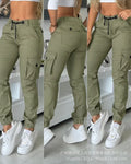 Women's High Waist Slim Cargo Pants