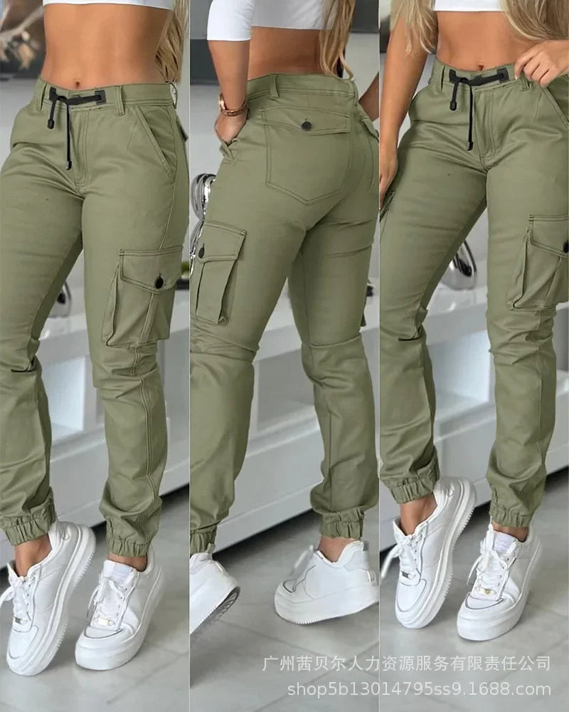 Women's High Waist Slim Cargo Pants