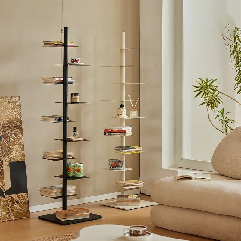 Living Plus Iron Living Room Shelf Simple Storage Floor Ins Creative Multi-layer Rotating Invisible Display Shelf Bookshelf