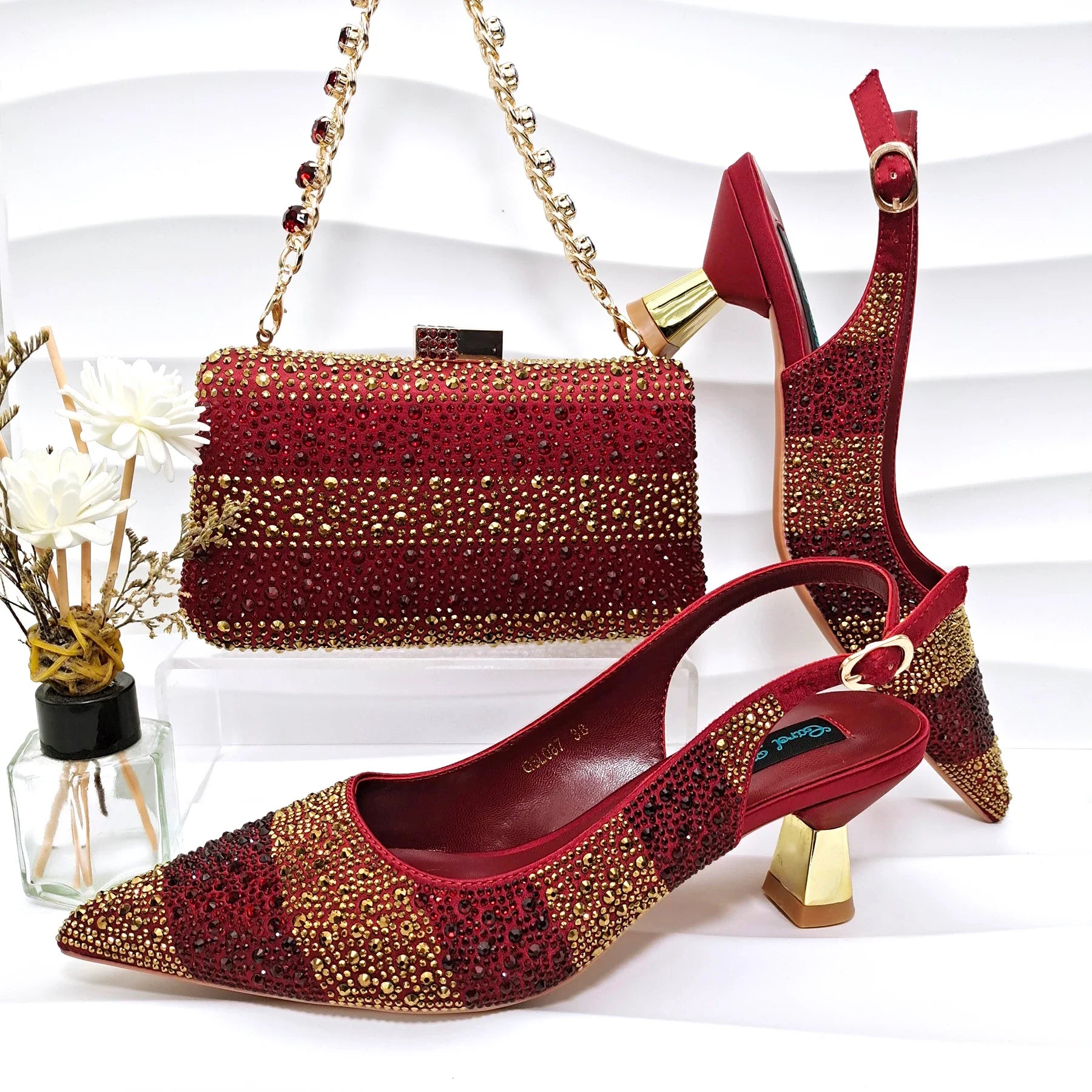 High Quality African Style Ladies Shoes And Bags Set ED125