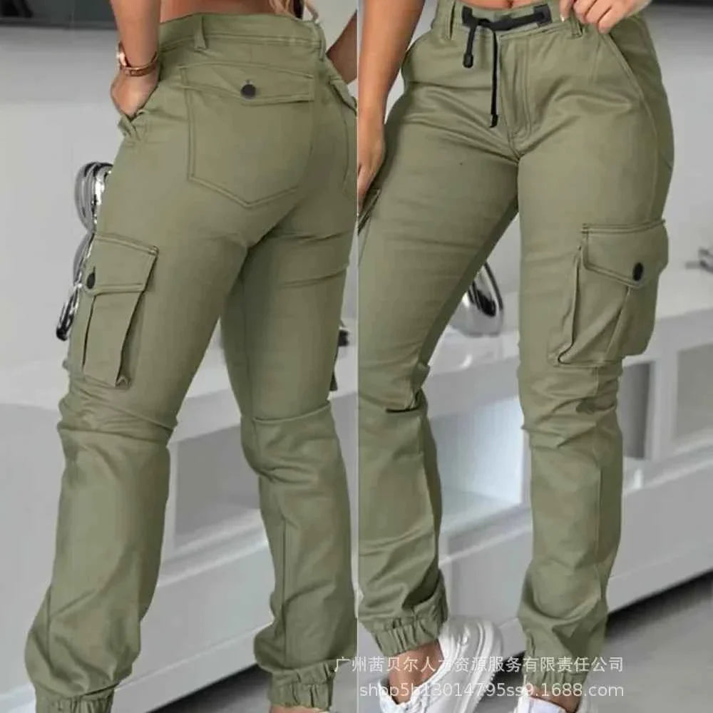 Women's High Waist Slim Cargo Pants