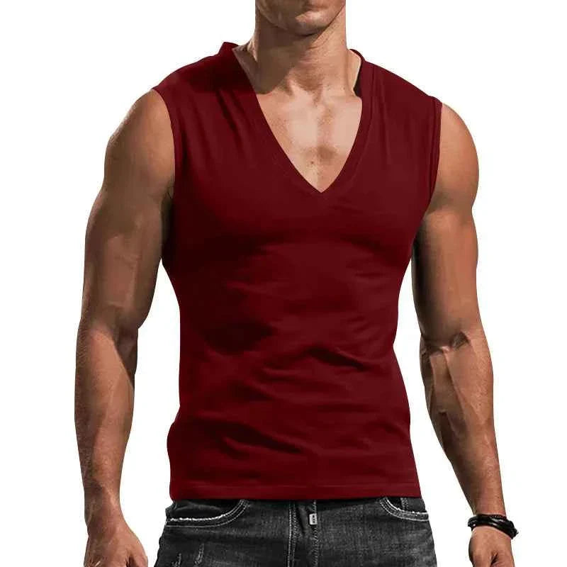 Men's Summer Cotton V-Neck Gym Tank Top