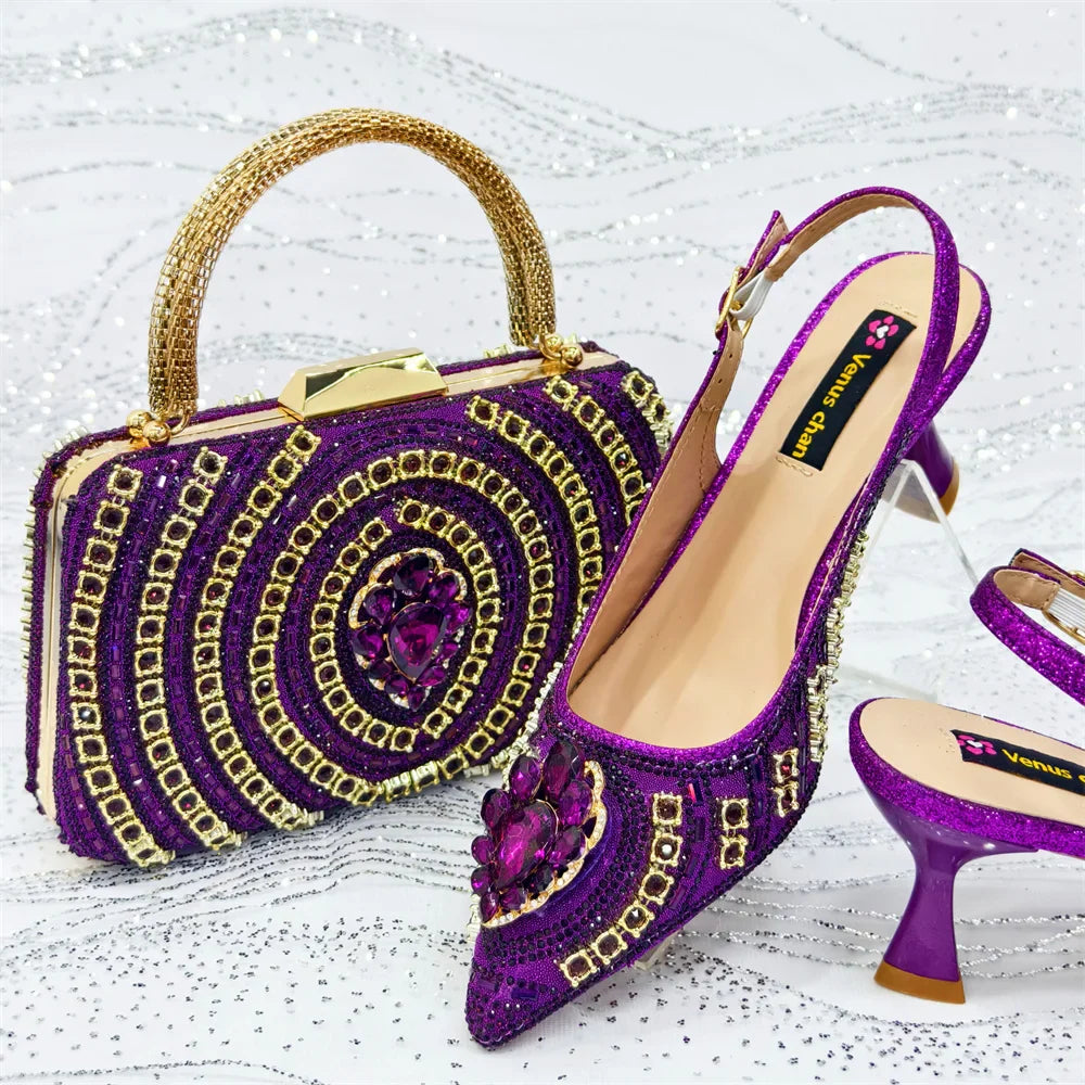 Italian Butter-fly Design Wedding Shoes with Bag Set EDS59