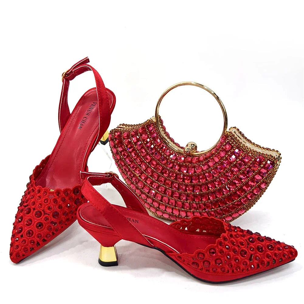 Latest Luxury Pattern Ladies Shoes And Bag Set ED215