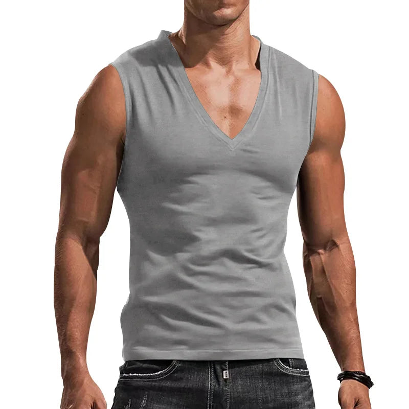 Men's Summer Cotton V-Neck Gym Tank Top