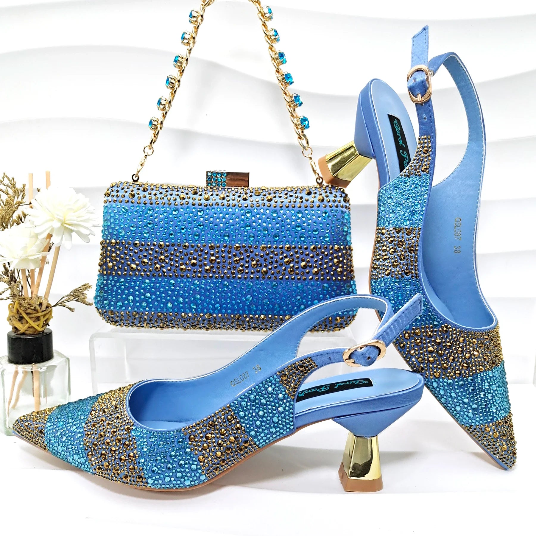 High Quality African Style Ladies Shoes And Bags Set ED125