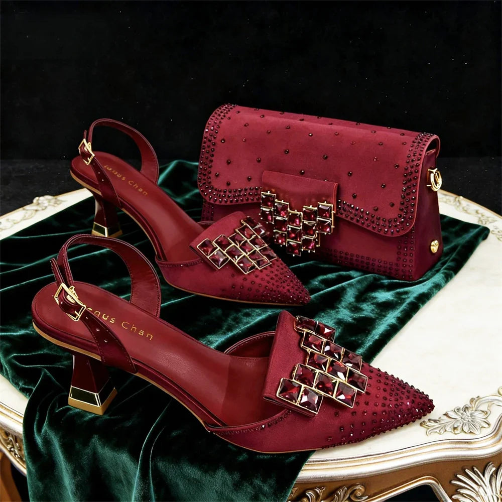 Italian Design Women's High Heels & Matching Bag Set EDS70