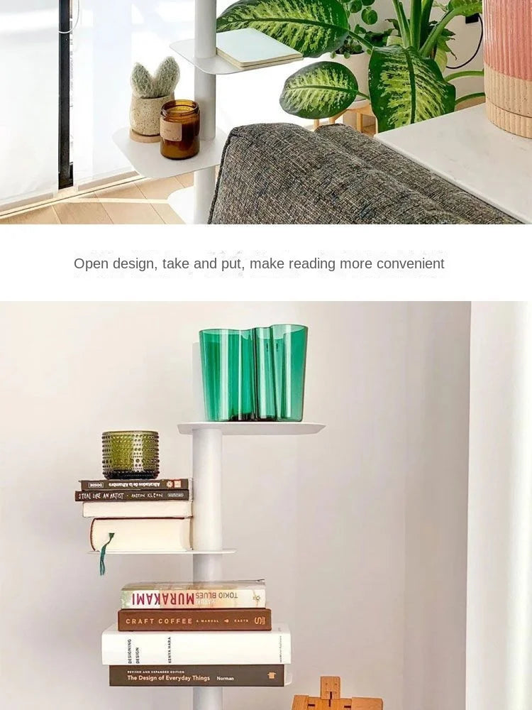 Living Plus Iron Living Room Shelf Simple Storage Floor Ins Creative Multi-layer Rotating Invisible Display Shelf Bookshelf