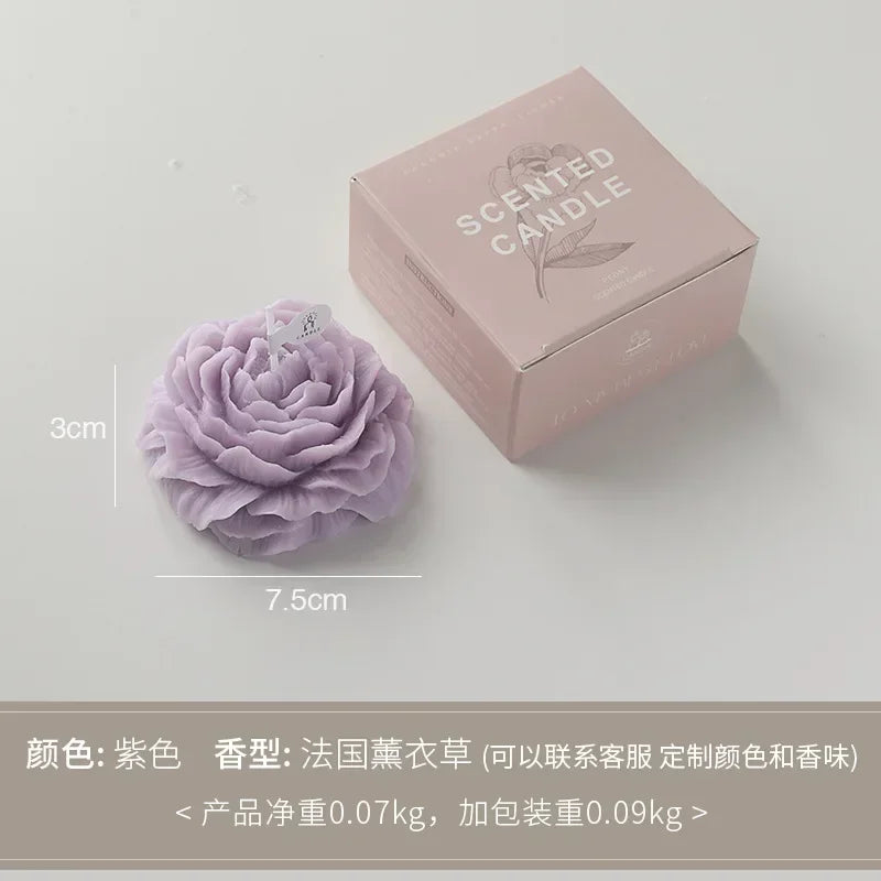 Creative Peony Candle Floral Fragrance Mothers Day Gift Idea Handmade Soy Wax Aromatherapy for Home Decor Favor Present