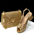 Elegant Women's Peep-Toe Heels and Matching Bag Set EDS41