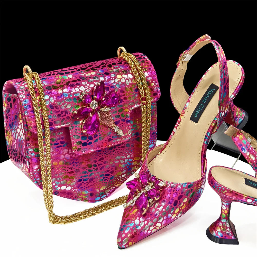 Italian Fuchsia Shoes And Bag Sets ED1990