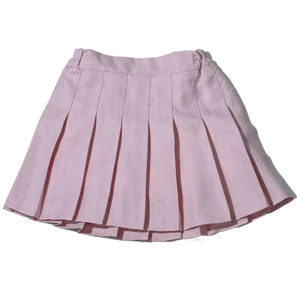 Summer Girl Pleated Skirt Children Summer Skirt Girls Mini Skirts Vintage Pleated Skirt 3-13Y Junior Girls Ruched Cullottes