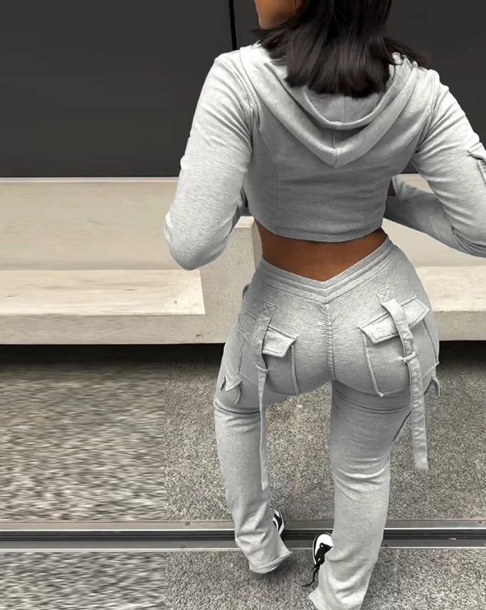 Zip Crop Hoodie & V-Waist Jogger Set