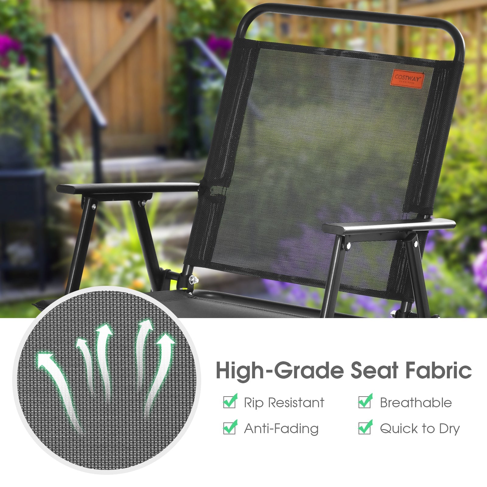 Set of 2/4/6 Outdoor Folding Chairs with Breathable Seat