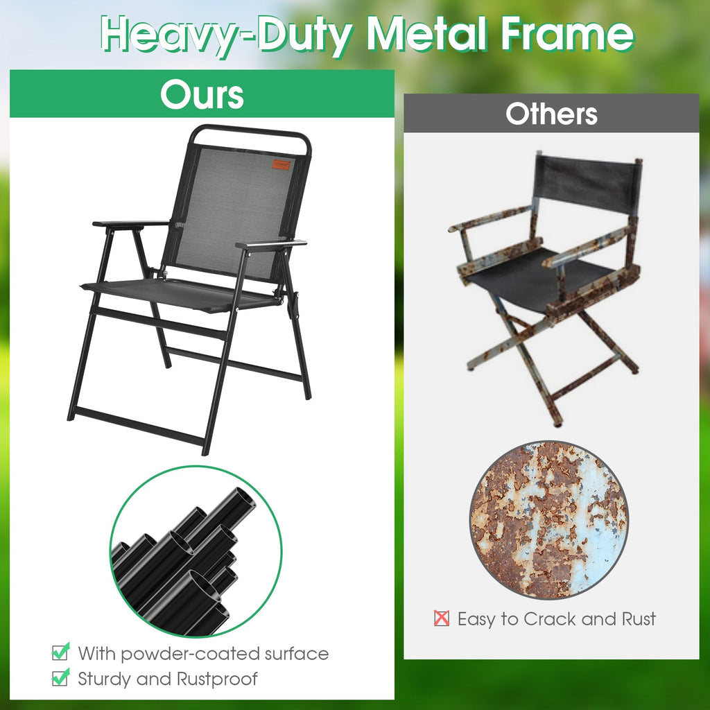 Set of 2/4/6 Outdoor Folding Chairs with Breathable Seat