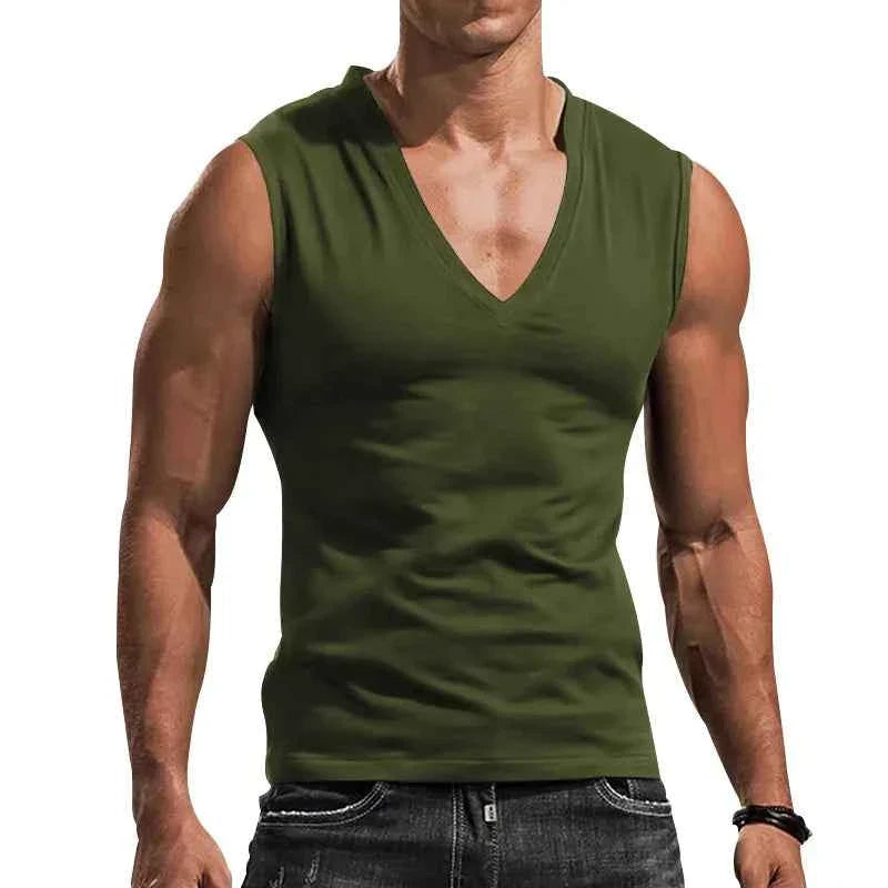 Men's Summer Cotton V-Neck Gym Tank Top