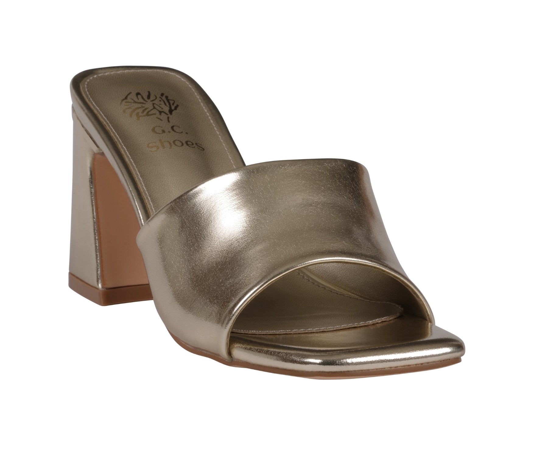 Women's Soho Gold Square Toe Heeled Sandals