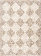 Zahur Cream & Beige Diamond Area Rug