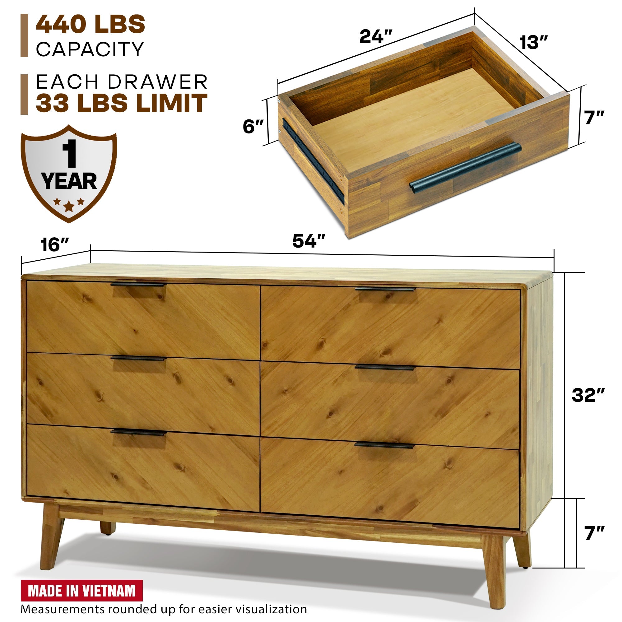 Veyron 6 Drawers Dresser