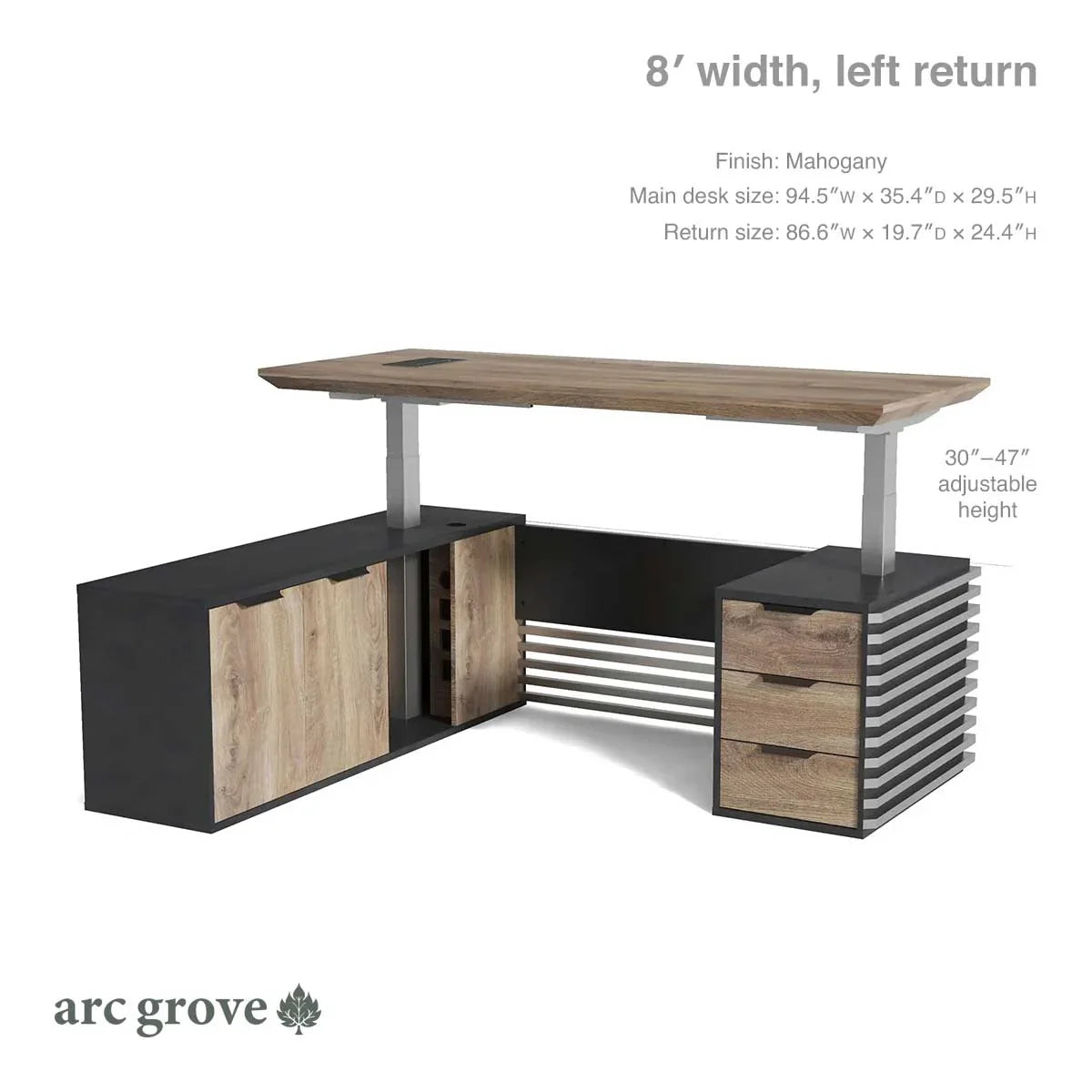 Anderson · L-Shaped Executive Standing Desk, Adjustable Height