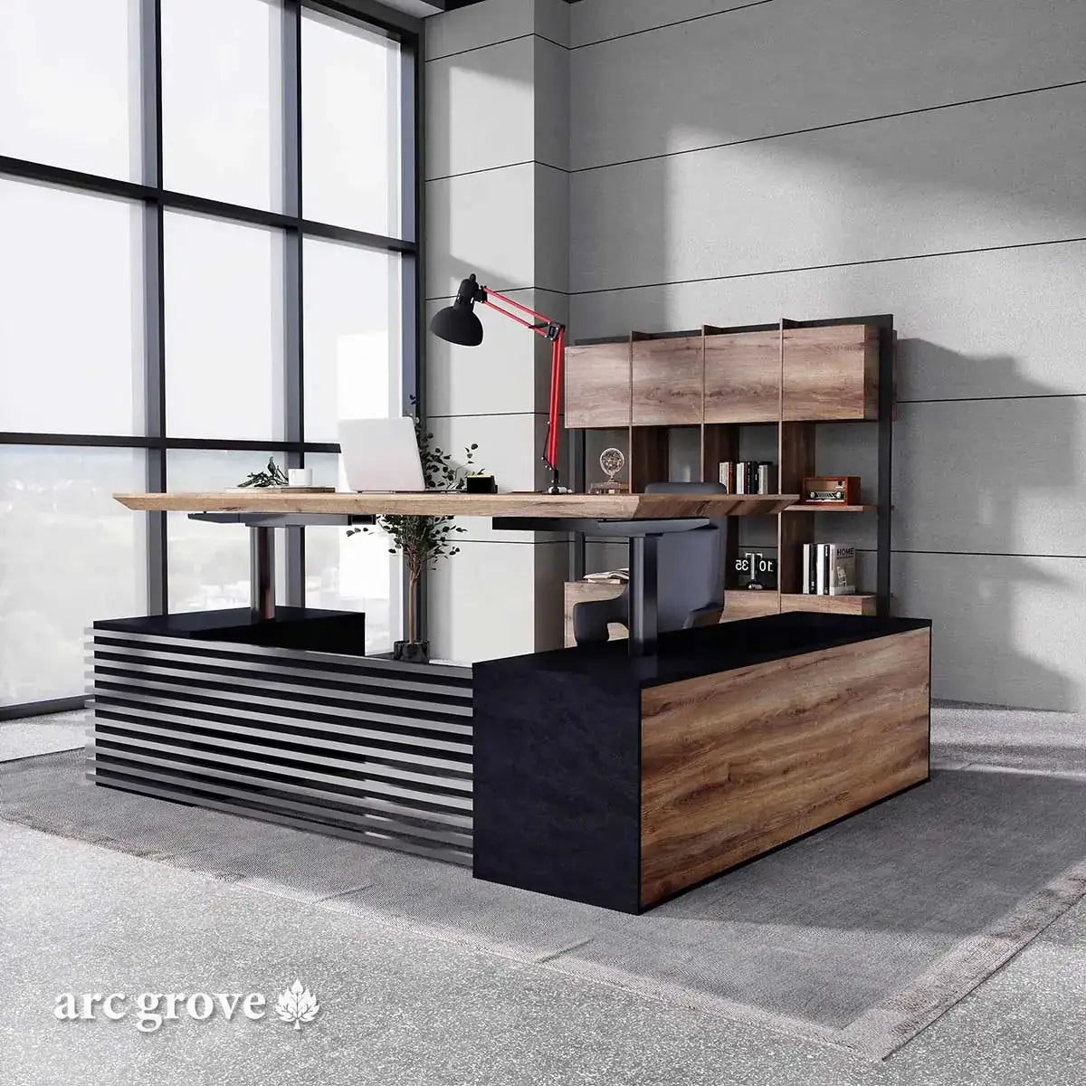 Anderson · L-Shaped Executive Standing Desk, Adjustable Height