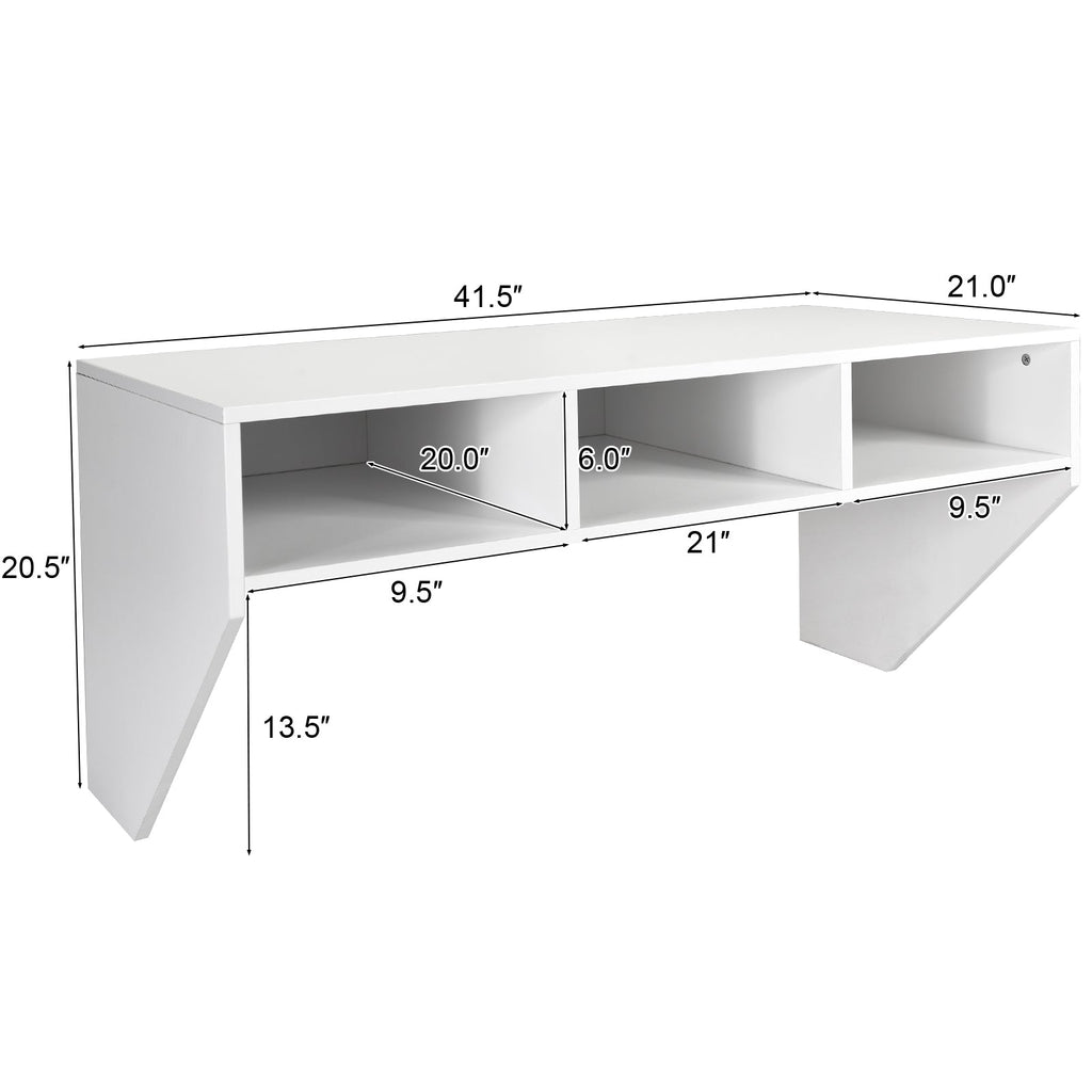 Wall Mounted Floating Computer Table Desk Storage Shelf-White