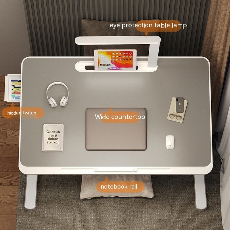 Adjustable Foldable Laptop Bed Desk with Lamp & USB
