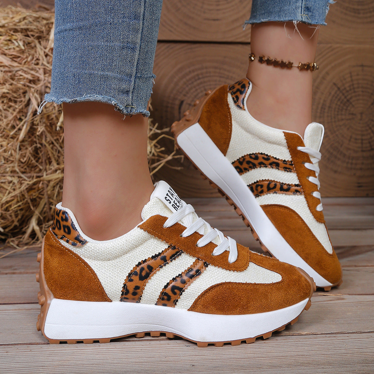 Women's Chunky Sole Sneakers - Breathable Mesh Casual Sports Shoes