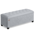 SONGMICS Velvet Storage Ottoman Bench Foot Rest with Legs 15.7 x 43 x 15.7 Inches End of Bed Bench Storage Chest Load up to 660 lb for Living Room Bedroom Entryway Dove Gray ULSF089G02