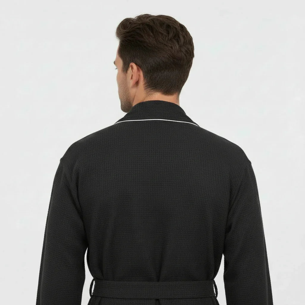 Premium Waffle Piping Robe for Men