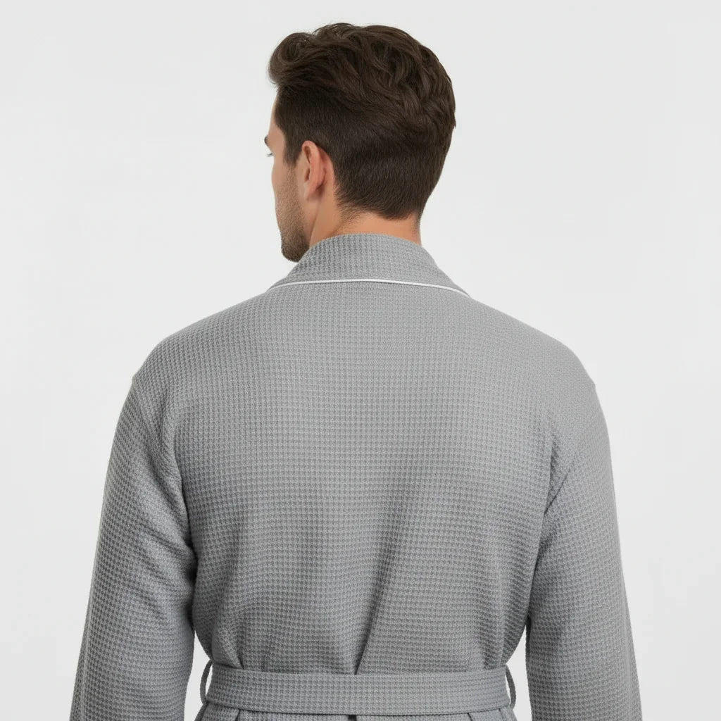 Premium Waffle Piping Robe for Men
