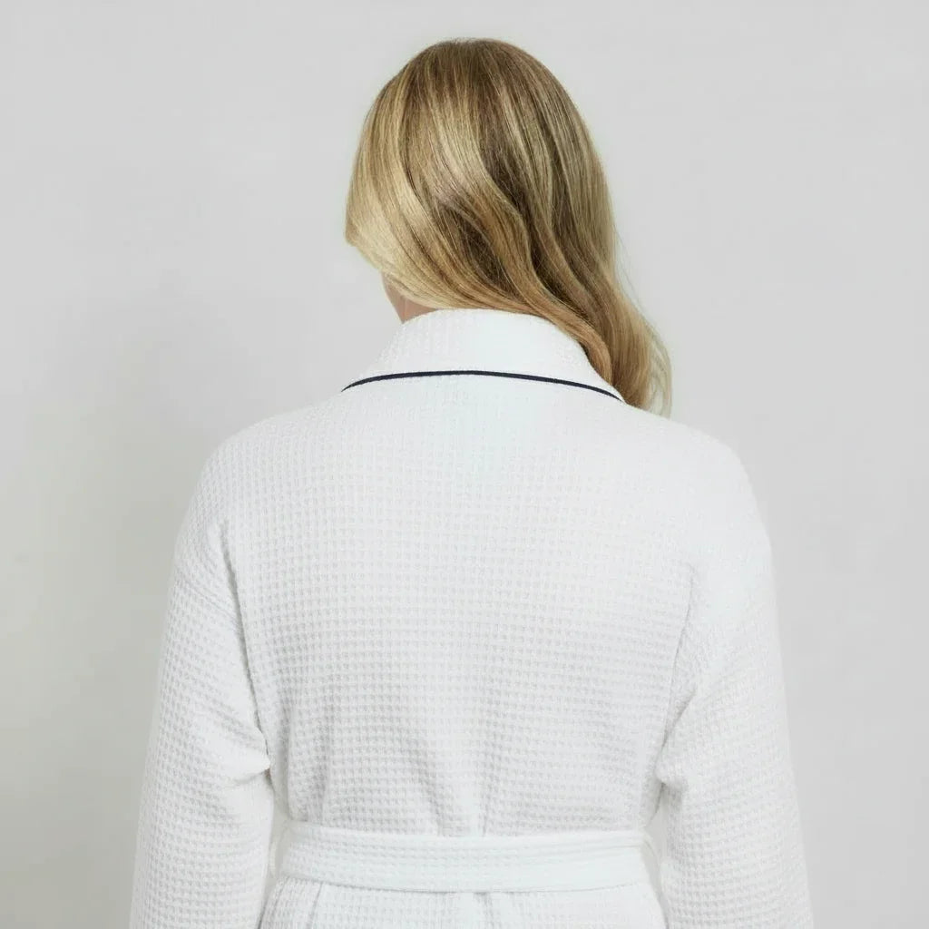 Women’s Waffle Piping Bathrobe – Lightweight Spa-Style Comfort