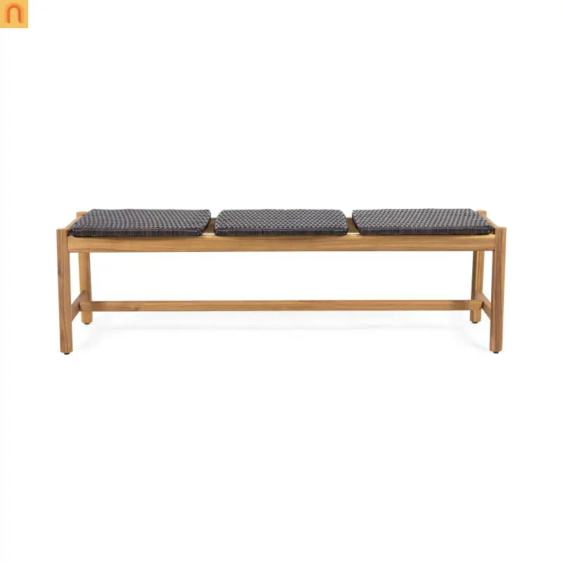 Outdoor Bench Acacia Wood Rustic Teak 3 Seat 61.5in