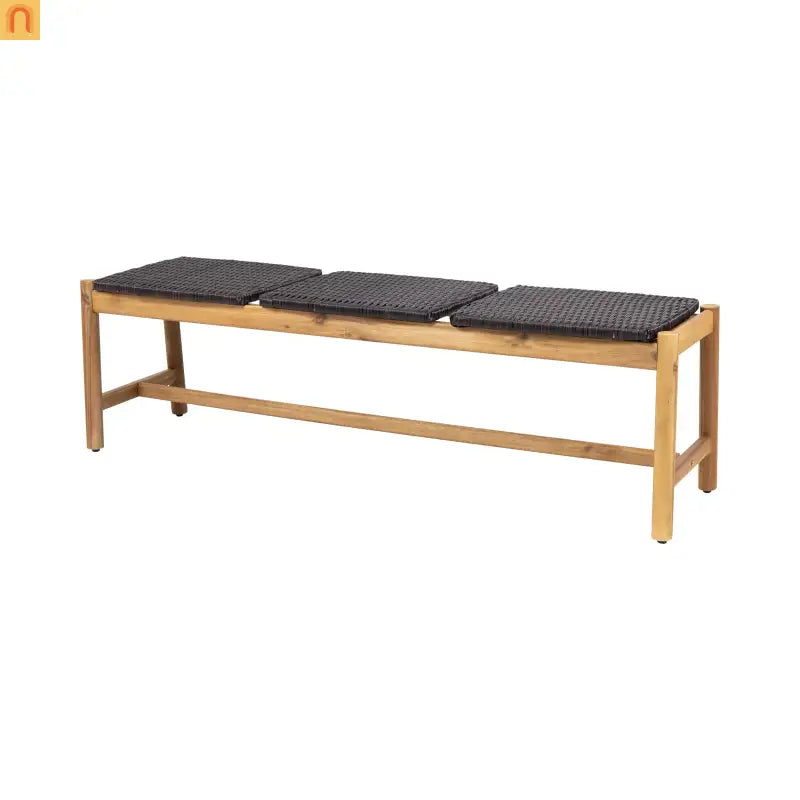 Outdoor Bench Acacia Wood Rustic Teak 3 Seat 61.5in