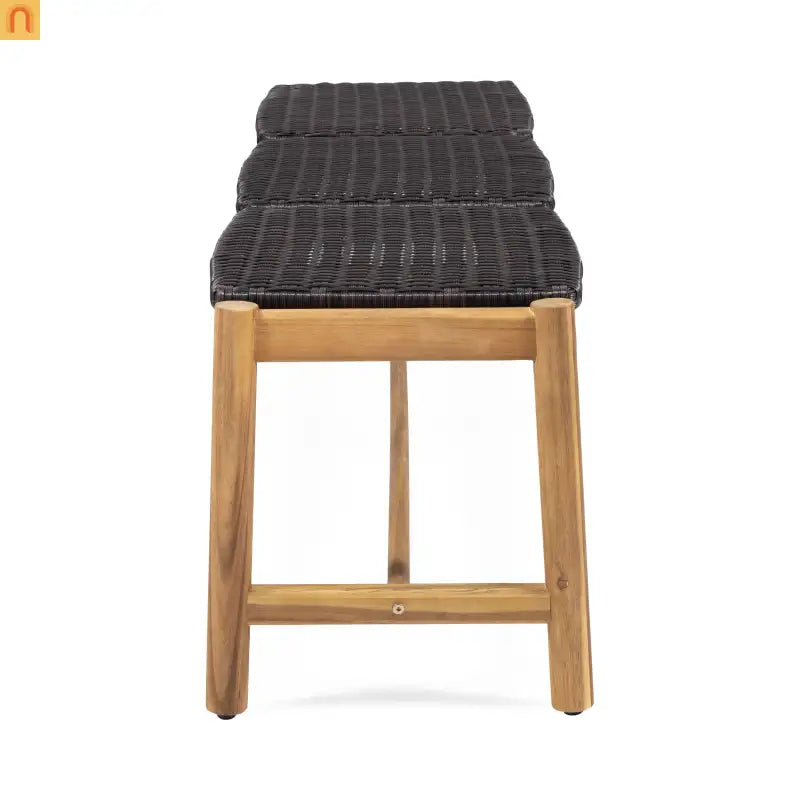 Outdoor Bench Acacia Wood Rustic Teak 3 Seat 61.5in