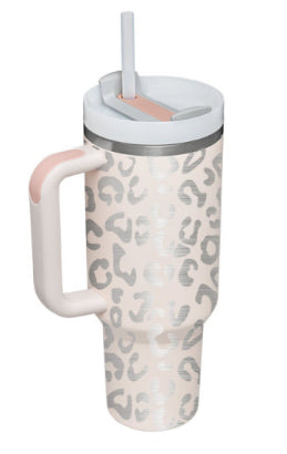 40 Oz Tumbler With Handle Straw Insulated, Stainless Steel Spill Proof Vacuum Coffee Cup Tumbler With Lid Tapered Mug Gifts For Valentine Lover Suitable For Car Gym Office Travel
