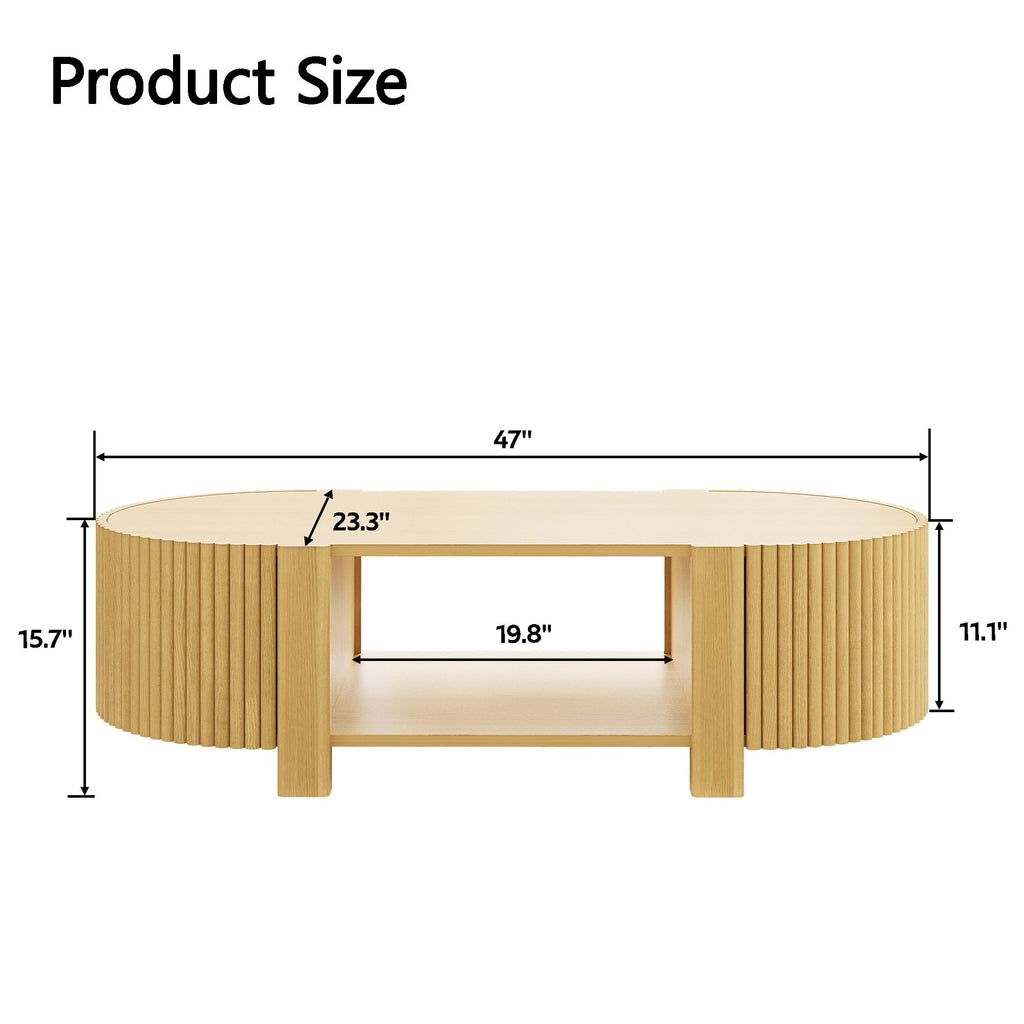 3-Piece Living Room Table Set, 1 Coffee and 2 Side Tables, Solid Wood, 47 in