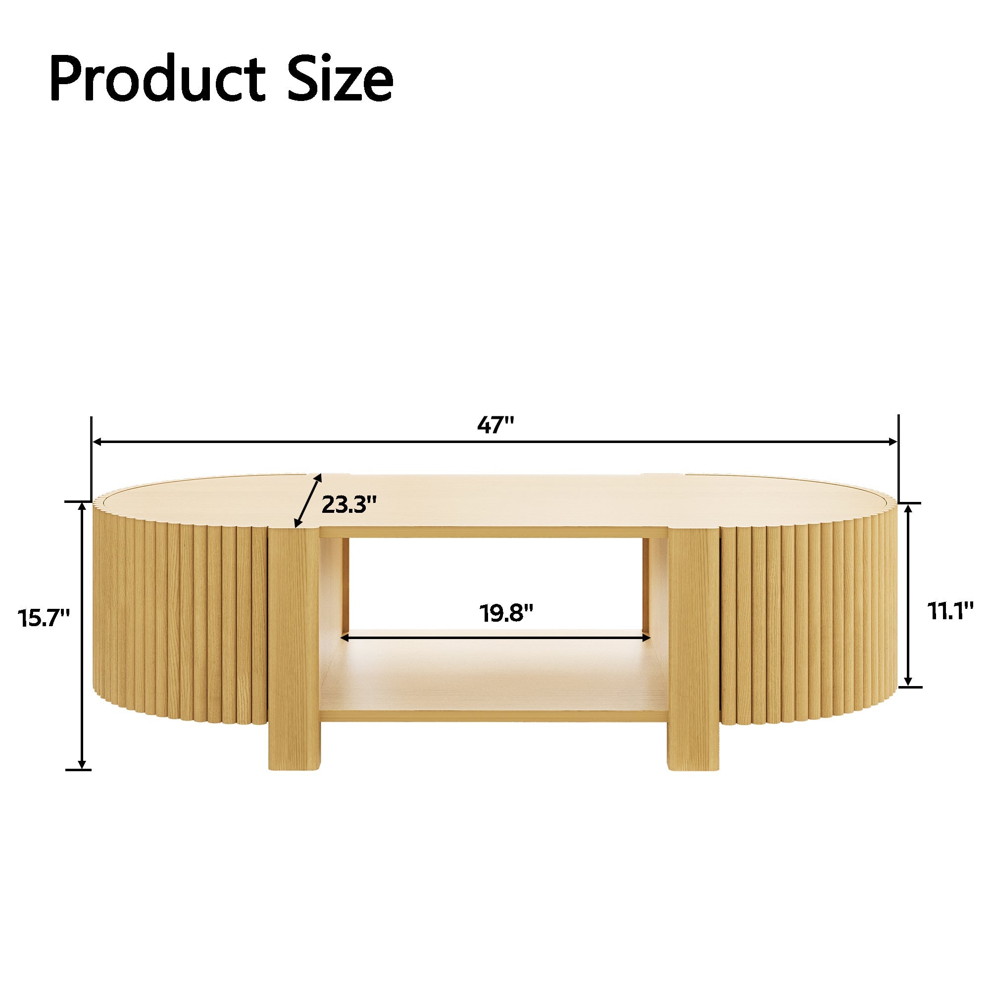3-Piece Living Room Table Set, 1 Coffee and 2 Side Tables, Solid Wood, 47 in
