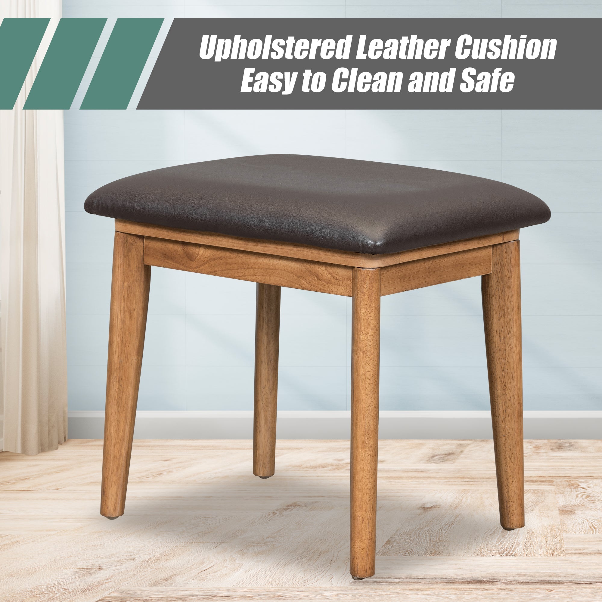 Classic Wood Flip-Top Vanity & Stool Set (43" Width)
