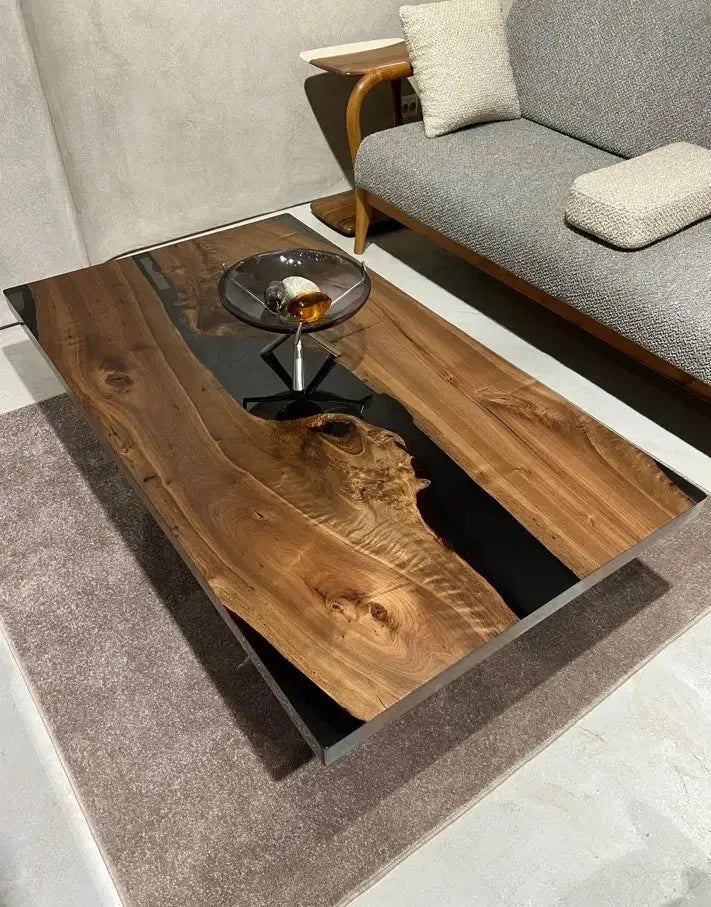 Resin Coffee Table With Walnut Legs