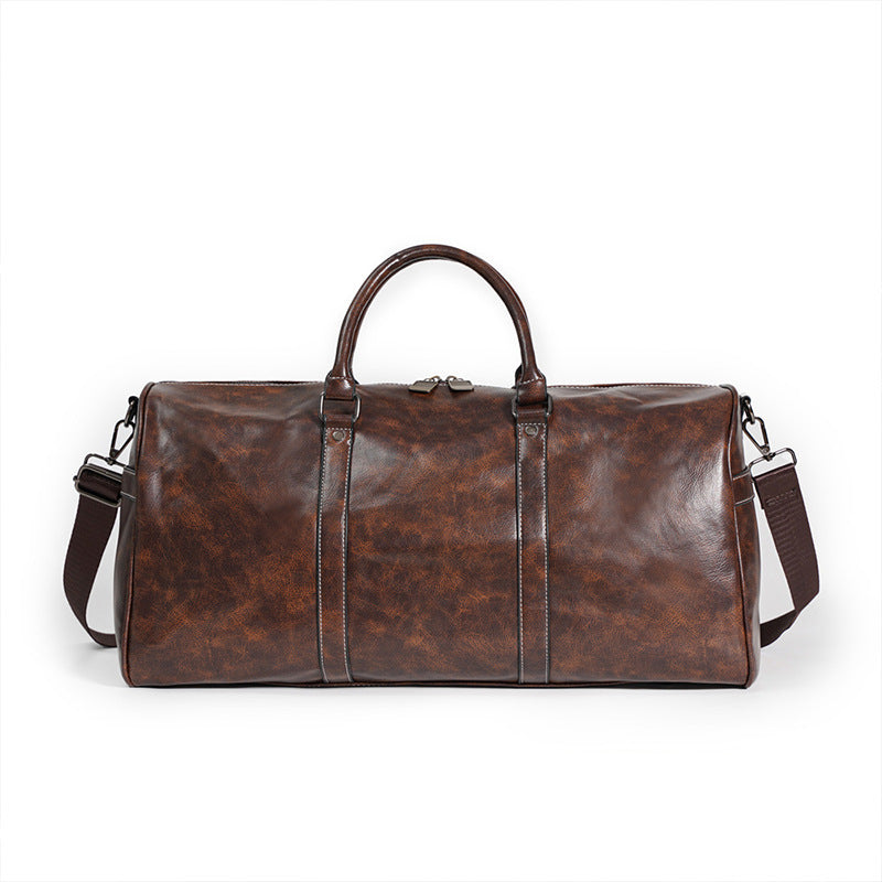 Men's Casual Travel Tote Bag - Large Capacity PU Leather Gym Duffle Bag for Fitness & Weekend Trips