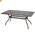Outdoor Dining Table Cast Aluminum Bronze Floral Lattice 67in
