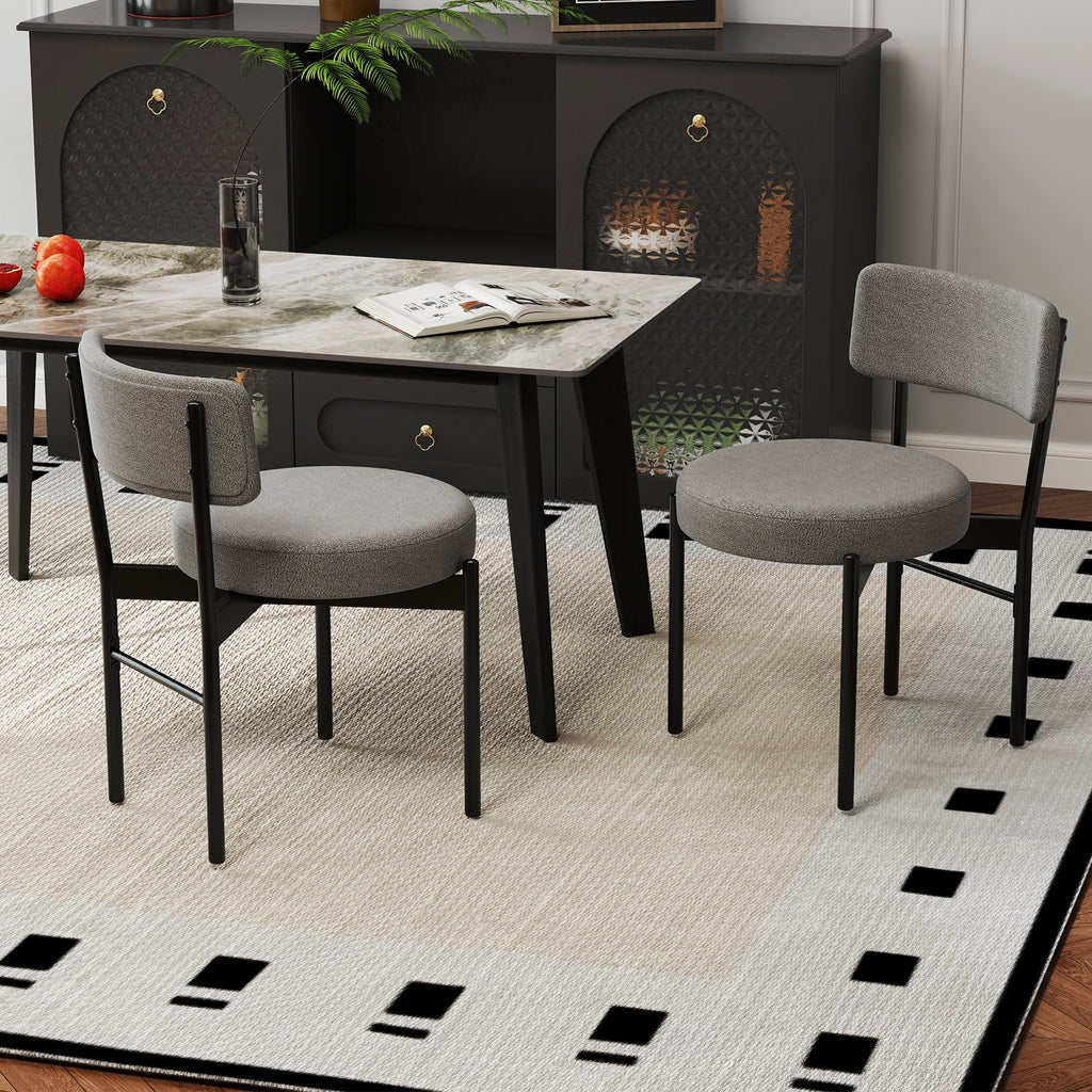 Dining Chair Set of 2 with Curved Backrest and Padded Seat