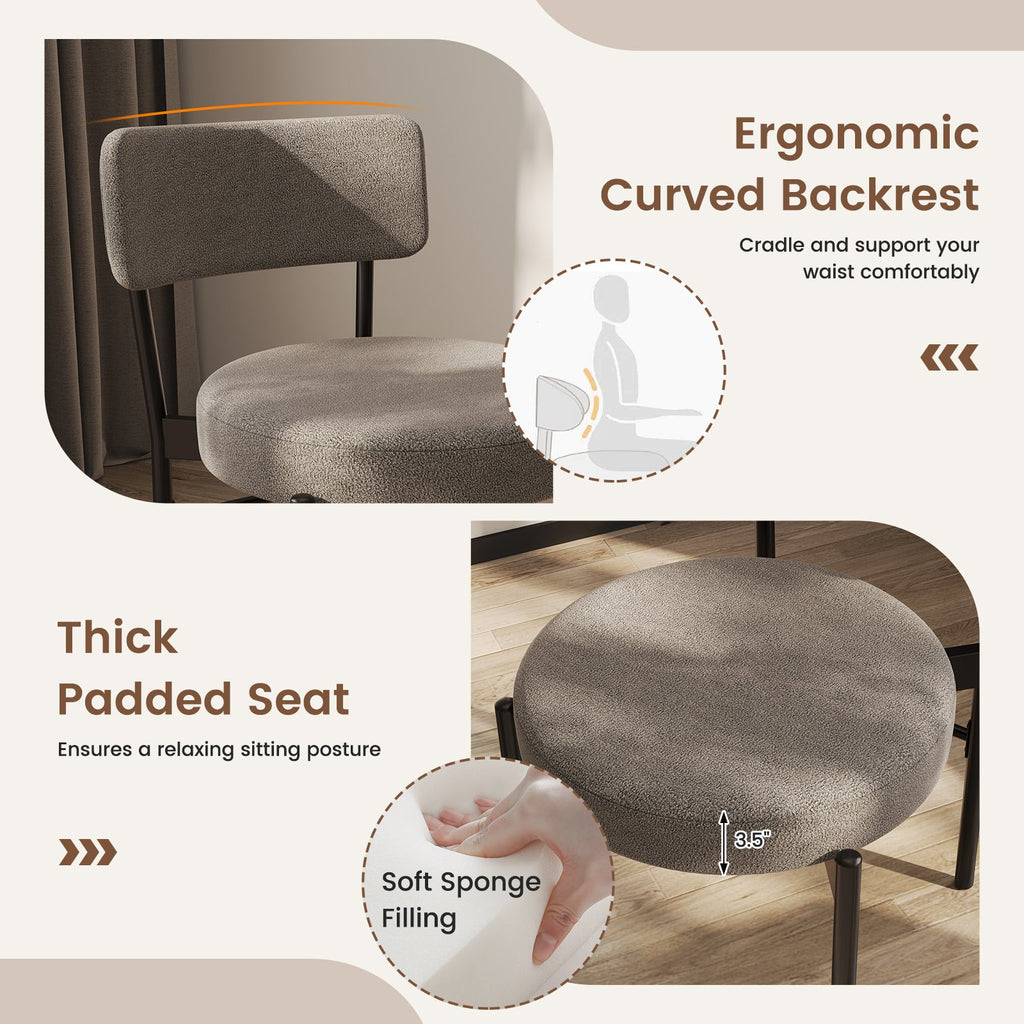 Dining Chair Set of 2 with Curved Backrest and Padded Seat